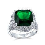 Cubic Zirconia 7CT CZ Green Cushion Cut Estate Style Cocktail Statement Ring