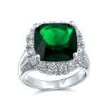 Cubic Zirconia 7CT CZ Green Cushion Cut Estate Style Cocktail Statement Ring