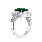 Classic Art Deco Style Halo 5CT Cubic Zirconia Emerald Cut Green CZ Statement Ring - Image 2
