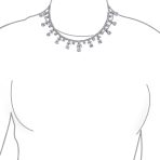 Vintage Style Teardrop CZ Spray Collar Statement Necklace & Chandelier Earrings Jewelry Set - Image 3
