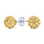 Elegant Glittering Pave Crystals Drop Ball Earrings 8MM - Image 10