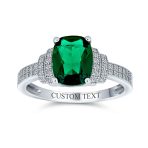 Art Deco 5CT CZ Pave Rectangle Green  Cocktail Engagement Ring Sterling Silver - Image 3
