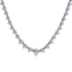 Classic Graduated Cubic Zirconia Heart Shape CZ Tennis Necklace Statement Collar
