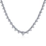 Classic Graduated Cubic Zirconia Heart Shape CZ Tennis Necklace Statement Collar