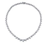Classic Graduated Cubic Zirconia Heart Shape CZ Tennis Necklace Statement Collar - Image 2