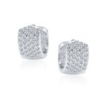 Classic Bridal CZ Hoop Earrings 4-Row Pave Silver Plated 0.5" Diameter - Image 2