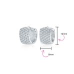 Classic Bridal CZ Hoop Earrings 4-Row Pave Silver Plated 0.5" Diameter - Image 4