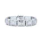 Heavy Iced-Out CZ Cubic Zirconia Big Square Link Statement Bracelet Silver Plated