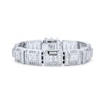 Heavy Iced-Out CZ Cubic Zirconia Big Square Link Statement Bracelet Silver Plated