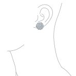 Cubic Zirconia Pave CZ 3D Statement Rose Flower Shape Clip On Earrings Non Pierced Ears - Image 4
