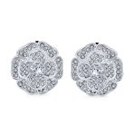 Cubic Zirconia Pave CZ 3D Statement Rose Flower Shape Clip On Earrings Non Pierced Ears - Image 2