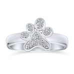 Animal Pet Lover CZ Pave Dog Paw Print Statement Ring Silver Plated - Image 3