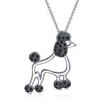 Animal Lover Pink CZ Pet Dog Elegant Poodle Pendant Necklace .925 Sterling Silver - Image 2