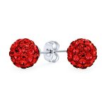 Elegant Glittering Pave Crystals Drop Ball Earrings 8MM