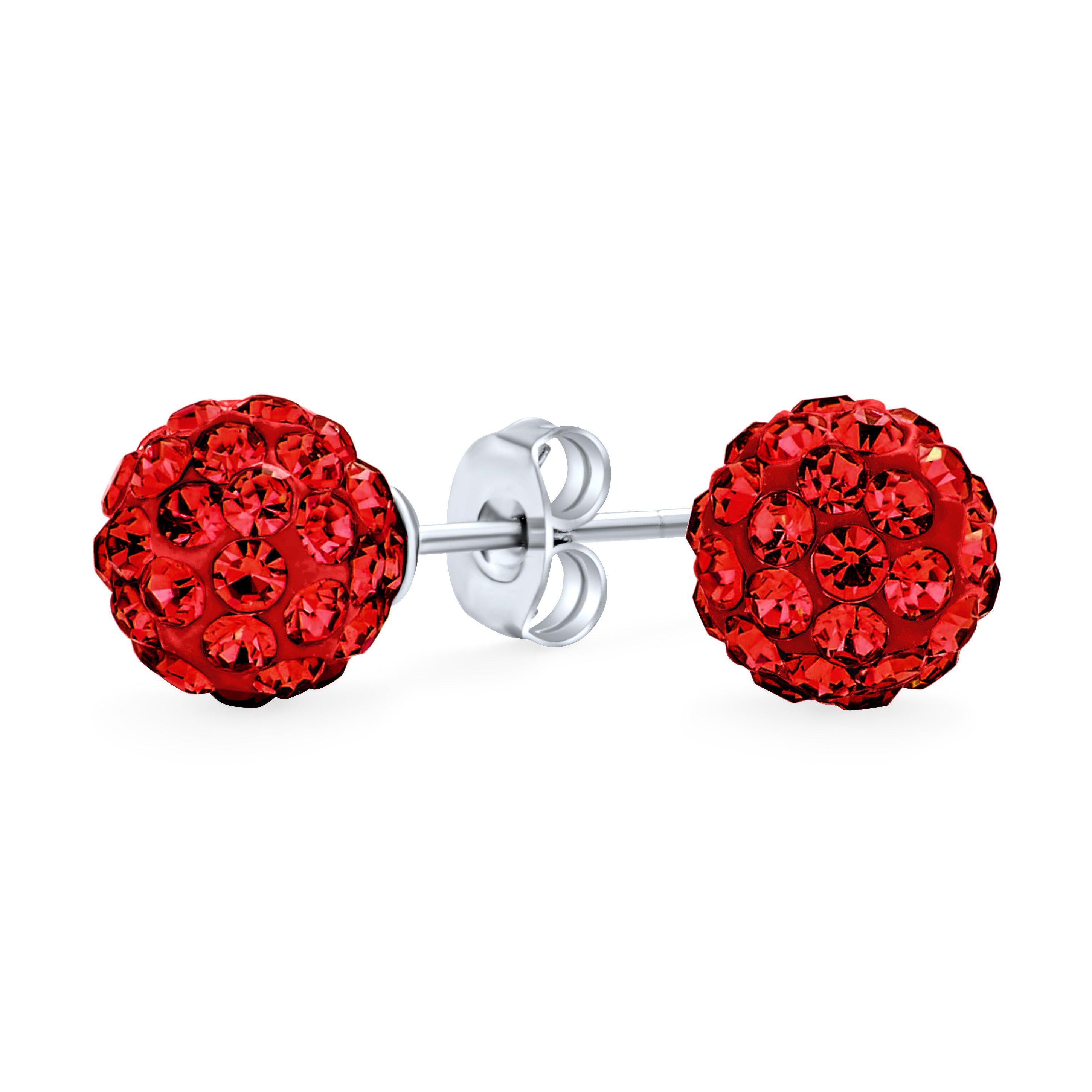 cz-red-shamballa-crystal-stud-earrings_cb-er137061r-az_11 Elegant Glittering Pave Crystals Drop Ball Earrings 8MM - Image 1