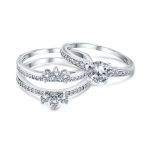Classic 1.5CT CZ Cocktail Statement Ring with Floral Halo and Pave Band in Silver - Image 2