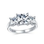3CTW Princess Cut CZ Ring Three Stone Sterling Silver