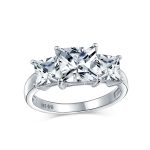 3CTW Princess Cut CZ Ring Three Stone Sterling Silver