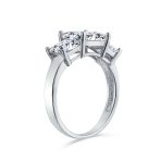 3CTW Princess Cut CZ Ring Three Stone Sterling Silver - Image 2