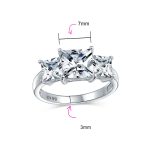 3CTW Princess Cut CZ Ring Three Stone Sterling Silver - Image 3