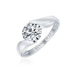 Modern 3CT Round CZ Tension Set Solitaire Engagement Ring with Plain Band in .925 Sterling Silver - Image 3