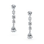 Linear Cubic Zirconia Bridal Dangle Chandelier Earrings in Sterling Silver
