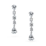 Linear Cubic Zirconia Bridal Dangle Chandelier Earrings in Sterling Silver