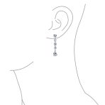 Linear Cubic Zirconia Bridal Dangle Chandelier Earrings in Sterling Silver - Image 2