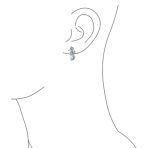 Nautical Wedding CZ Stud Earrings with Simulated Pearl Seahorse Design - Image 3
