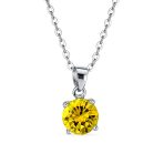 4CTW Round Yellow CZ Solitaire Stud Earrings & Pendant Necklace Set .925 Sterling Silver - Image 15