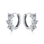 Romantic Pink Heart CZ Hoop Earrings Small Huggie Silver - Image 3