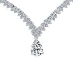 Leaf Teardrop CZ Choker Necklace Earrings Bridal Jewelry Set - Image 3