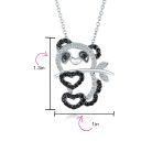 Whimsical Panda Bear Pendant Necklace with Black White CZ Silver Plated - Image 4