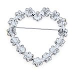 Romantic Large Statement Pink Crystal Flower Heart Brooch Scarf Pin Silver Plated - Image 2