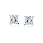 Set of 2 Multi Color Square CZ Stud Earrings Silver Black Plated Screw Back - Image 19