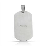 Geometric Men's CZ Dog Tag Pendant Necklace Silver Stainless Steel 24 InchChain - Image 3