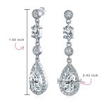 Cocktail Fashion Bridal Fashion Cubic Zirconia Halo CZ Large Statement Teardrop Chandelier Earrings - Image 3