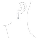 Cocktail Fashion Bridal Fashion Cubic Zirconia Halo CZ Large Statement Teardrop Chandelier Earrings - Image 4