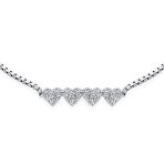Dainty Petite Cubic Zirconia Pave CZ Four Tiny Hearts Slide Bolo Bracelet Sterling Silver Adjustable - Image 2