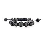 Pave Crystal Disco Ball Strand Bracelet Gold Tone