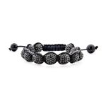 Pave Crystal Disco Ball Strand Bracelet Gold Tone