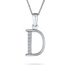 Delicate Pave CZ Block Letter Alphabet Pendant Necklace Sterling Silver - Image 4