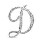 Large Statement ABC Pave Crystal Monogram Brooch Pin Silver or Gold Plated - Image 4