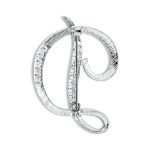 Large Statement ABC Pave Crystal Monogram Brooch Pin Silver or Gold Plated - Image 14