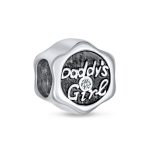 Father's Love CZ Daddy's Girl Charm Bead for Daughter Silver for Bracelet