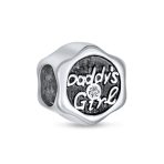 Set of 3 Father's Love CZ Daddy's Girl & Solid Spacer White Clear Charm Bead - Image 2