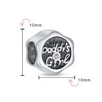 Father's Love CZ Daddy's Girl Charm Bead for Daughter Silver for Bracelet - Image 3