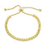 Milgrain Bezel Created Opal Tennis Bolo Bracelet 14K Gold Plated .925 Sterling Silver - Image 4