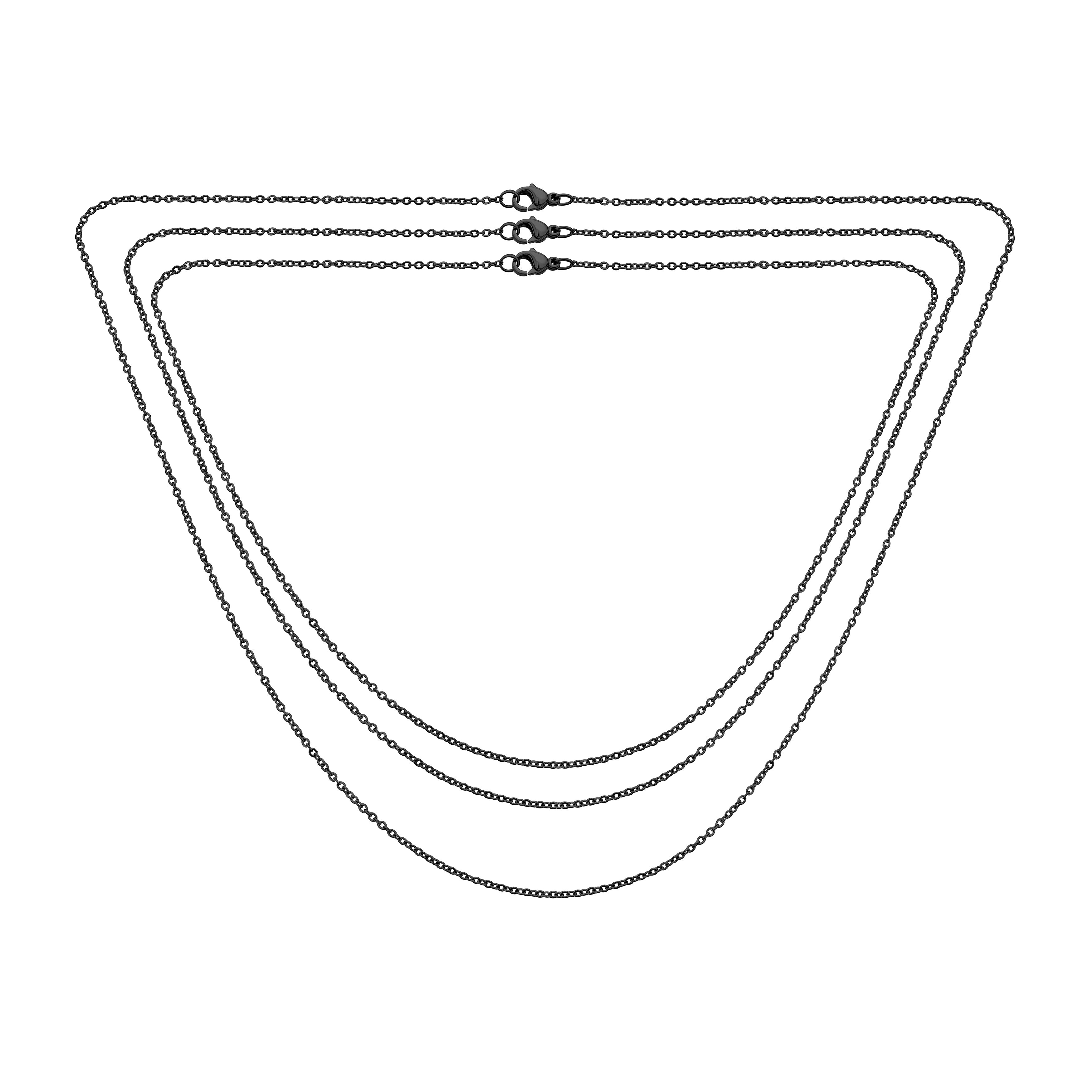 dainty-black-rolo-chain-elegant-set-ish-bl02a10-b-set-az_11 Set of 3 Dainty Rolo Cable Chain Necklace Black Stainless Steel 18, 20 & 24 Inch - Image 1
