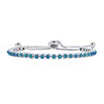 Milgrain Bezel Created Opal Tennis Bolo Bracelet 14K Gold Plated .925 Sterling Silver